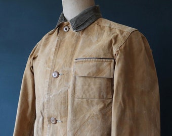 Vintage 1970s 70s 1980s 80s Duxbak duck cotton canvas tin cloth hunting shooting jacket 45” chest workwear work chore