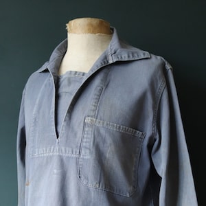 Vintage 1950s 50s 1960s 60s French Cotton Faded Smock Workwear 