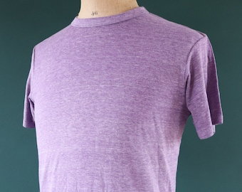 Vintage 1980s 80s 50/50 purple marl sportswear plain paper thin t shirt 38” chest surf sports