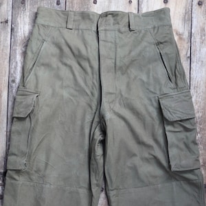 Vintage 1940s French M47 Cargo Pants - Khaki Cotton Workwear (37” x 31”)