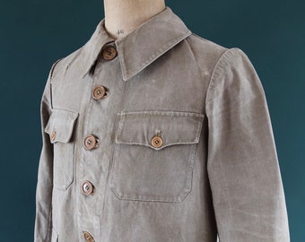 Vintage 1940s 40s French Blue Work Jacket Workwear Chore