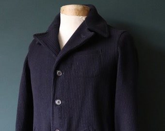 Vintage 1930s 30s 1940s 40s Boy Blue ribbed wool sports jacket half back belt 38” chest