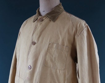 Vintage 1950s 50s 1960s 60s American Field Hettrick tan brown duck cotton canvas jacket hunting shooting American 47” chest workwear chore