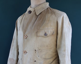 Vintage 1930s 30s 1940s 40s French Tan Brown Cotton Twill Vintage 1930s 30s 1940s 40s French Tan Brown Cotton Twill