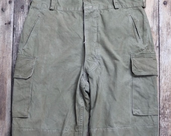 1960s French Army Cargo Pants, M64 Field Sateen Pants, Size