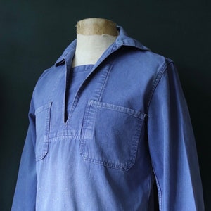 Vintage s s s s French Cotton Faded Smock Workwear   Etsy