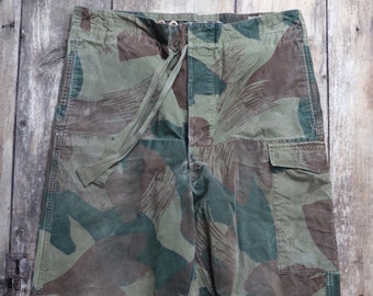 Vintage 1950s 50s Belgian brushstroke camo camouflage drawstring trousers pants paratrooper military cargo 38” x 29”