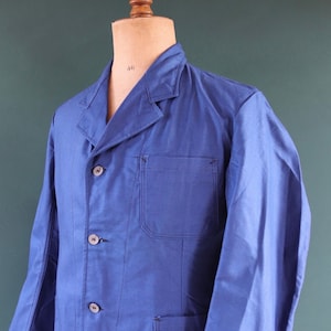 Vintage 1940s Swedish Military Hospital Jacket - Indigo Cotton Twill (42&quot; Chest)