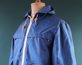 Vintage 1970s 70s 1980s 80s Commodore navy blue sailing sailor floatation waterproof anorak jacket 46” chest