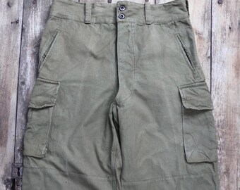 Vintage French Military Workwear Trousers - 1940s 50s