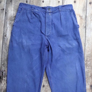 Vintage French blue workwear trousers - 1940s 50s cotton twill pants - 32” x 27”