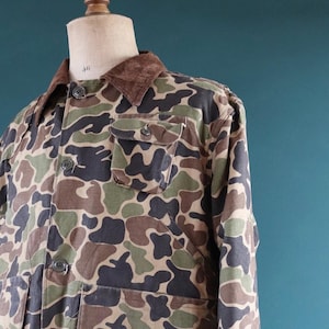 Vintage 90s Camo Hunting Jacket: Red Head Woodland Canvas Workwear (51&quot; Chest)