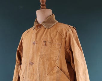 Vintage 1960s LL Bean Hunting Jacket: Tin Cloth Cotton Canvas, 50&quot; Chest