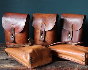 Vintage Antique 1890s 1800s Large Brown Leather Travel Luggage 