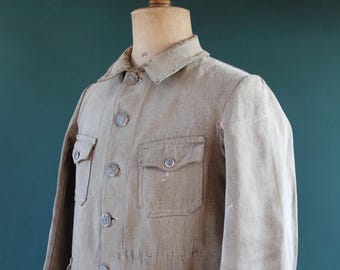 Vintage 1930s 30s French Grey Pique Coutil Corduroy Hunting Vintage 1930s 30s French Grey Pique Coutil Corduroy Hunting