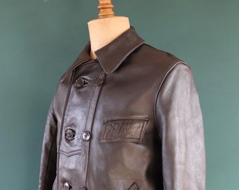 オンラインショップ French Vintage Etsy - Jacket Leather Work Breasted Double ジャケット・アウター