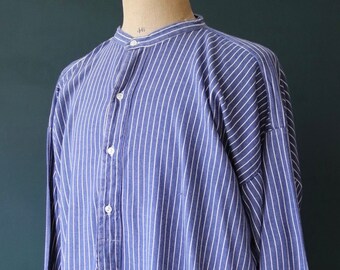 Vintage coton europ en bleu blanc ray travail chemise grand p re