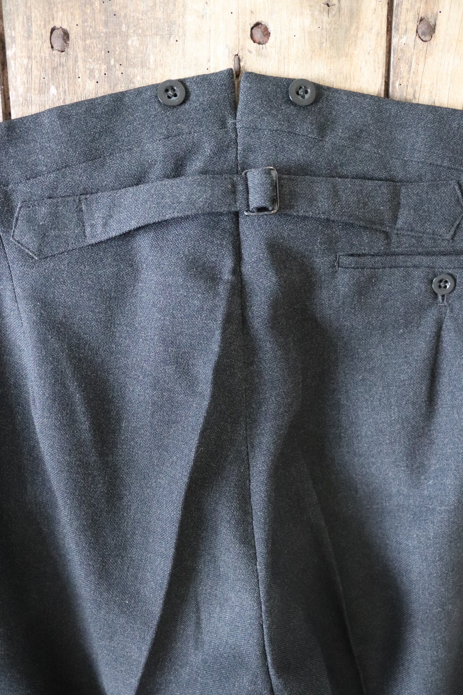 Vintage 1960s 60s British grey wool buckle back trousers pants ...