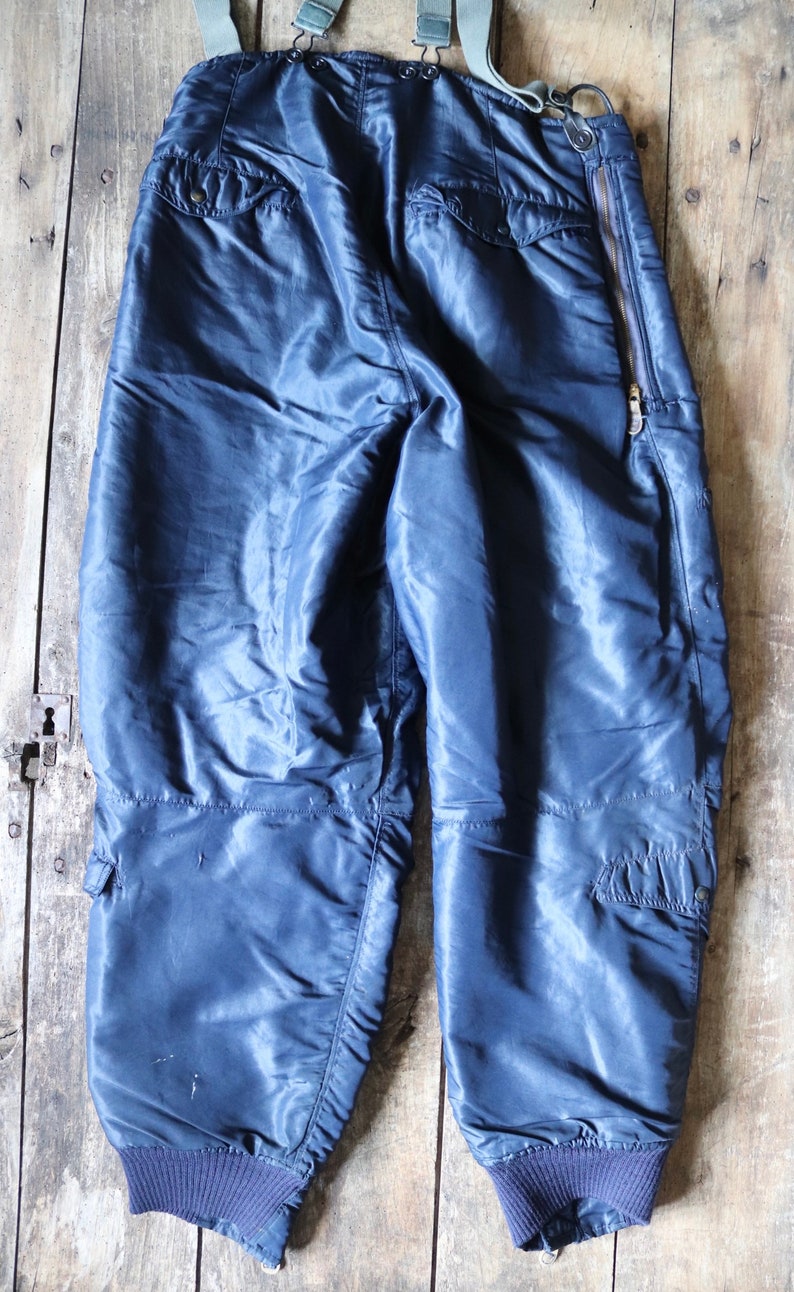 Vintage 1940s 40s 1950s 50s USAF US air force extreme cold weather trousers D-1A overalls Conmar zipper motorcycle Sigmund Eisner 34\u201d x 30\u201d