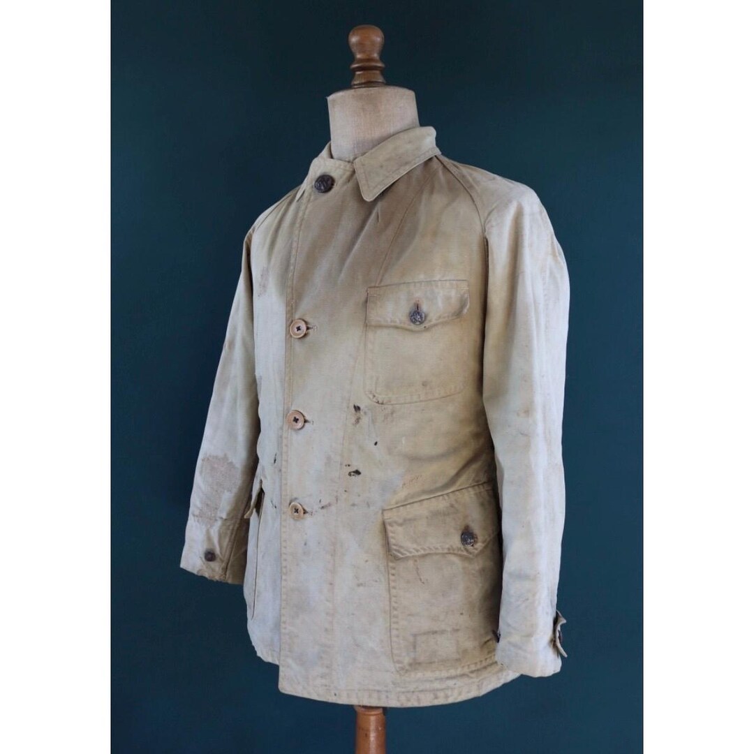 Vintage 1920s French Workwear Jacket - Antique Chore Coat - Half