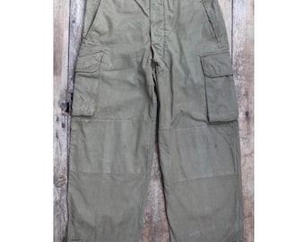 1960s French Army Cargo Pants, M64 Field Sateen Pants, Size
