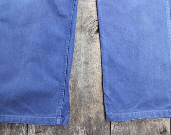Vintage French Workwear Trousers: 1940s Indigo Cotton Chore