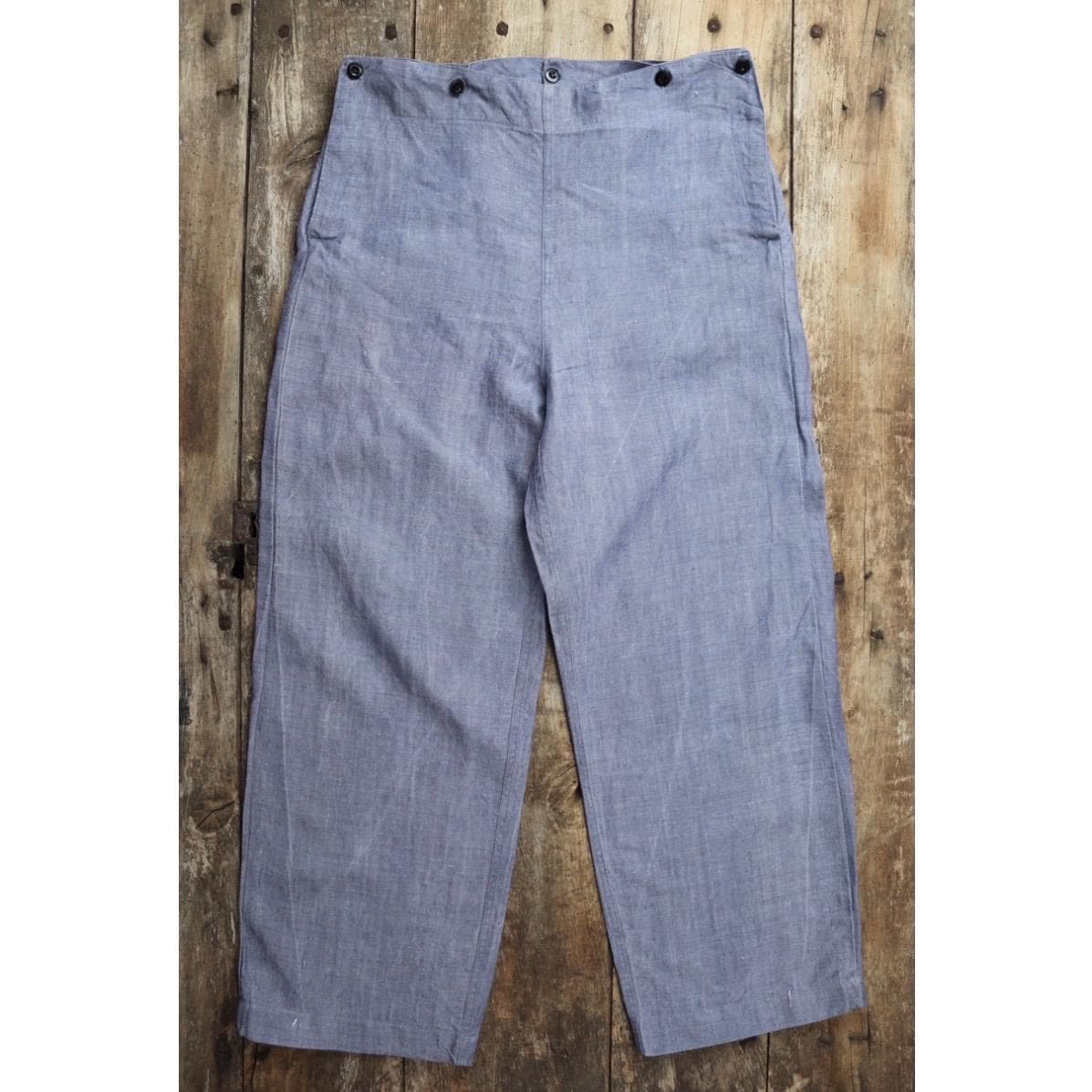 Vintage 1960s French Linen Trousers - Sailor Pants - Military