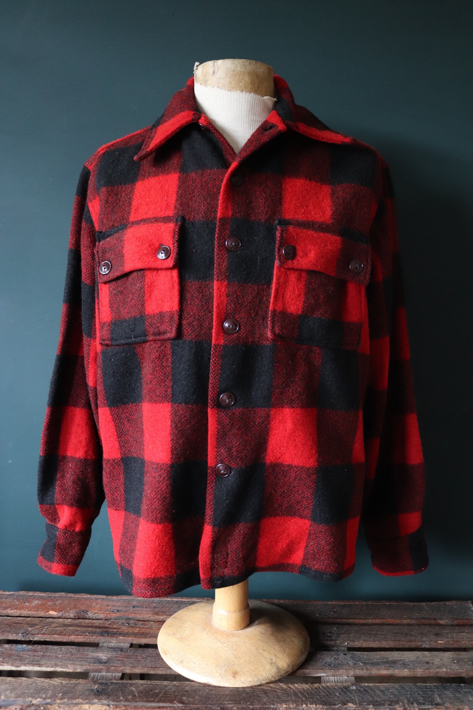 Vintage 1950s 50s 1960s 60s Red Black Buffalo Plaid Thick Wool - Etsy UK