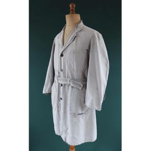 Vintage French Workwear Jacket: 1950s Selvedge Cotton Coat, 46&quot; Chest