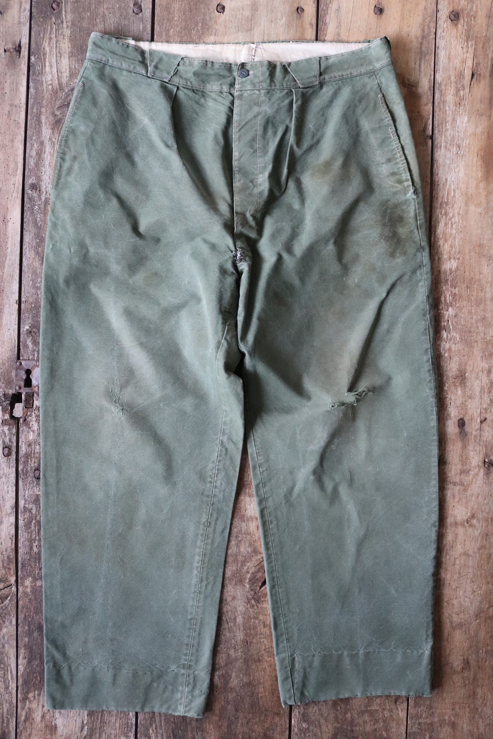 Vintage 1950s 50s french green army field pants trousers military ...