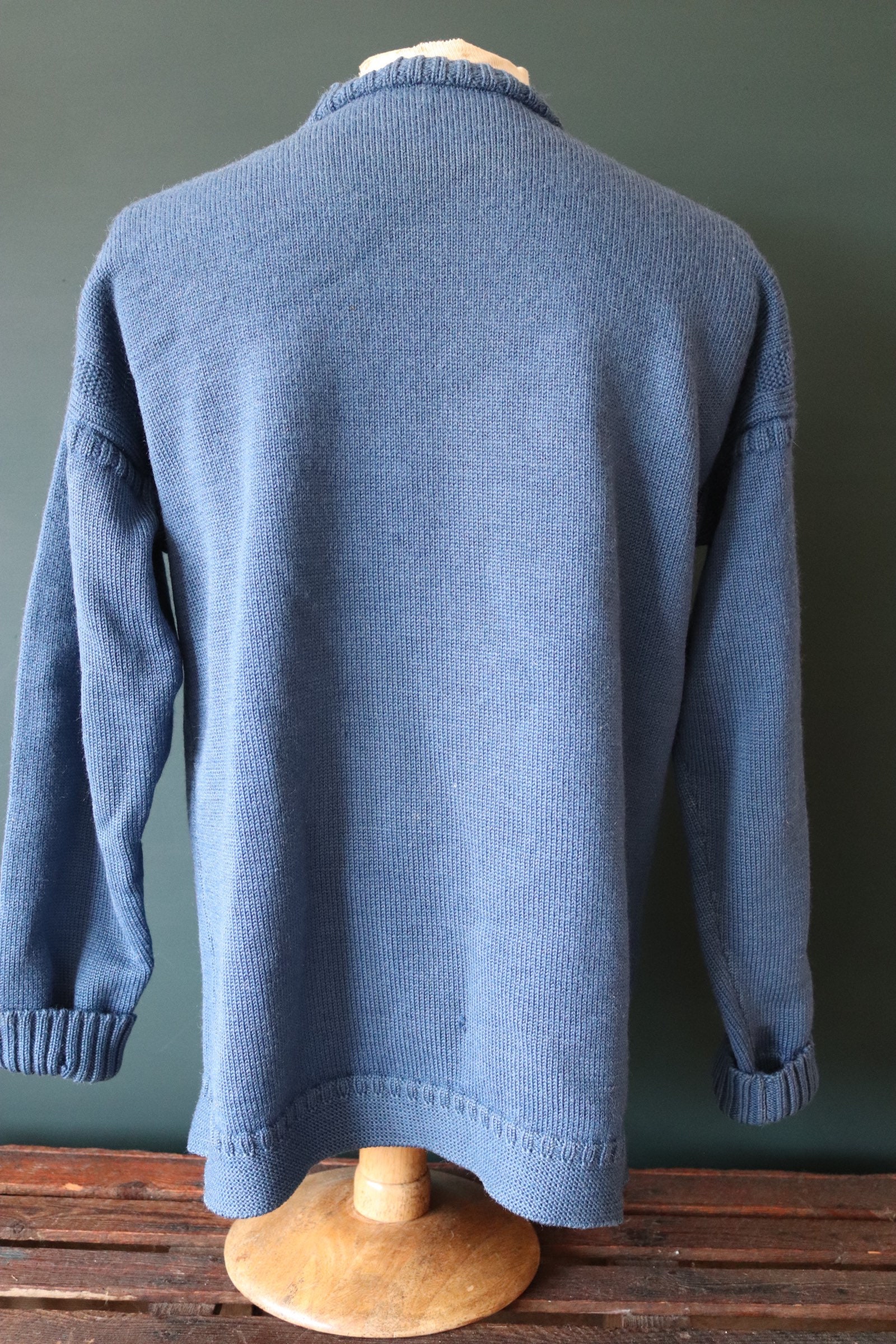 RESERVED Vintage sky blue Guernsey gansey fisherman sweater jumper wool