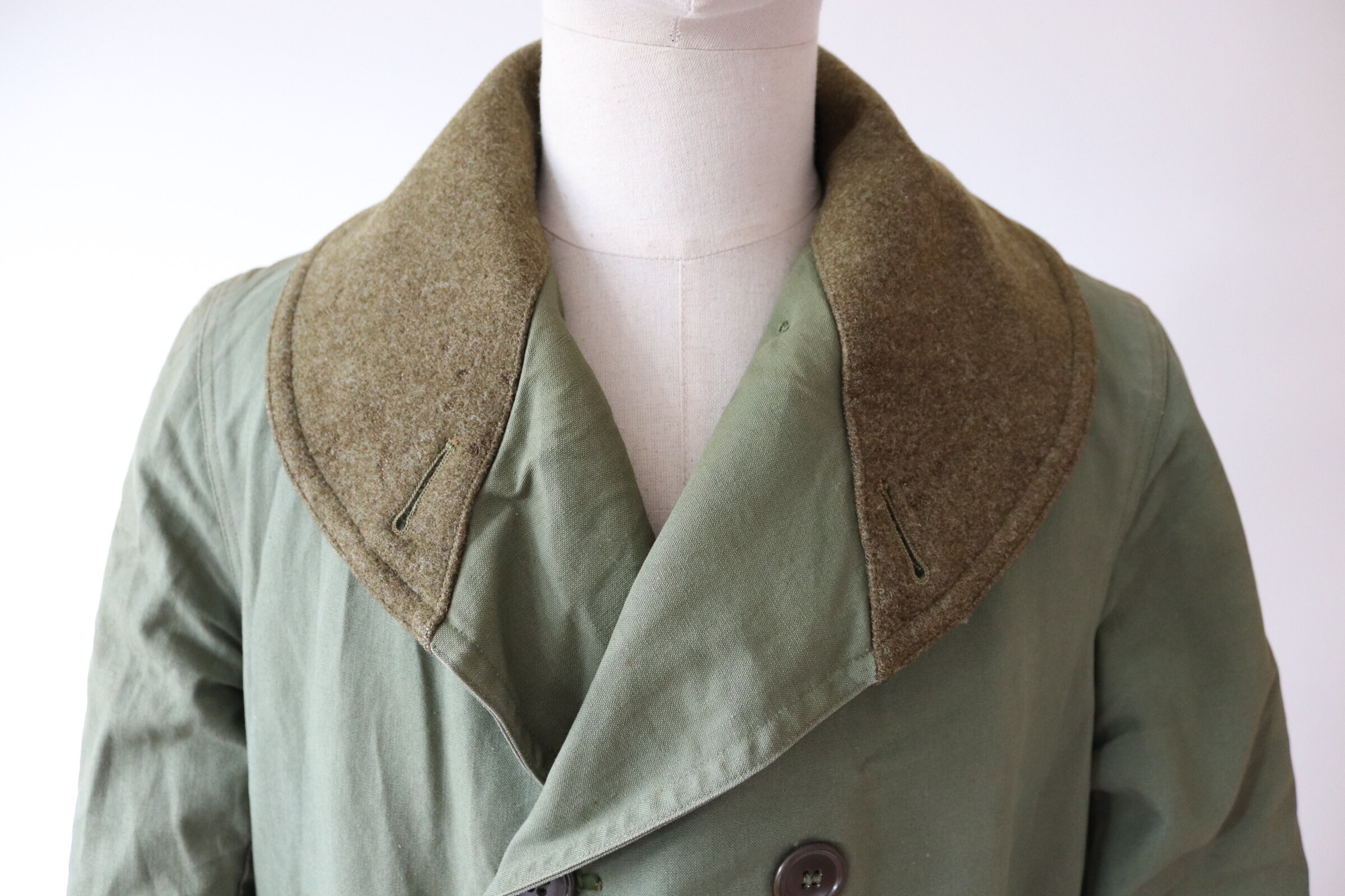 Vintage 1940s 40s WW2 US army jeep mackinaw shawl collar jacket coat