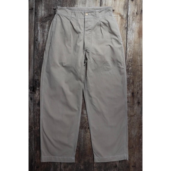 Vintage 1950s French army chinos - M52 military trousers - pleated