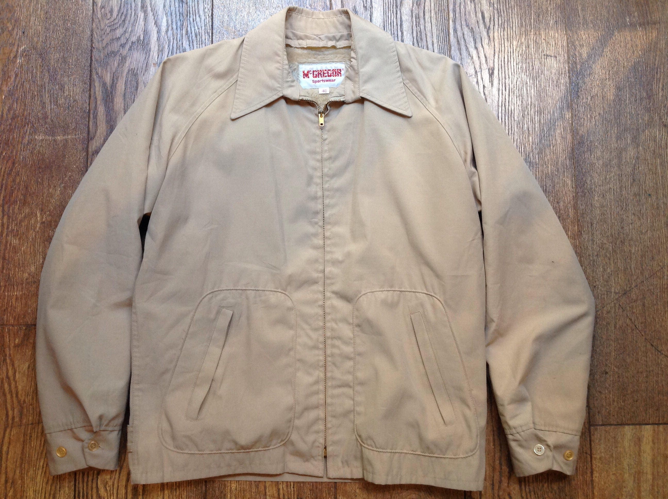 Vintage 1960s 60s 1970s 70s beige cream McGregor drizzler golf