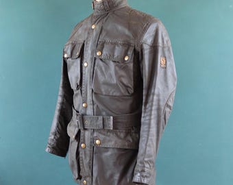 Vtg 70s Belstaff Roadmaster II Black Waxed Cotton Motorcycle