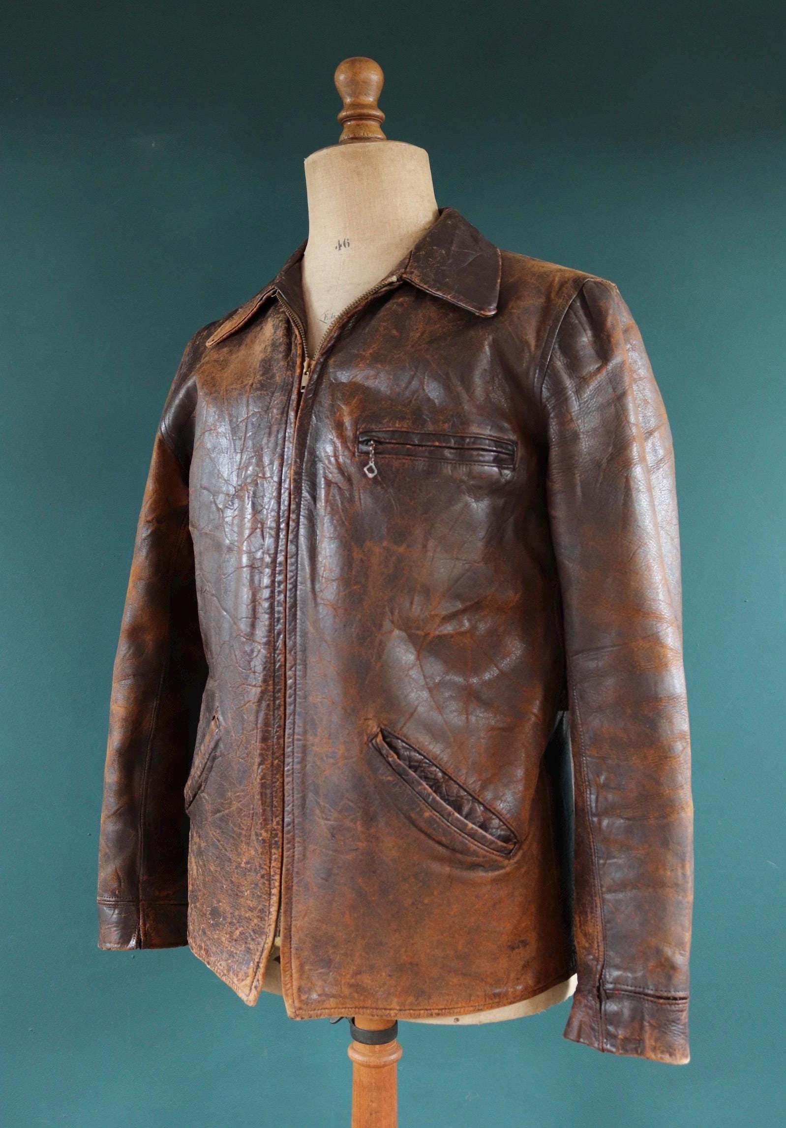 ジャケット・アウター 40's Vintage Brown Leather Sports JKT ジャケット・アウター 40's Vintage Brown Leather Sports JKT Men's