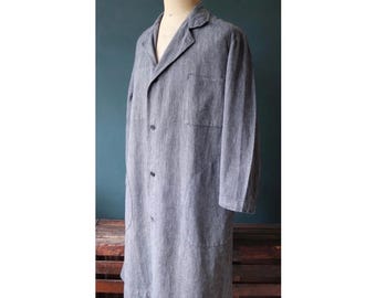 Vintage French workwear jacket - 1950s coat - 1960s salt pepper grey factory overalls - 49” chest