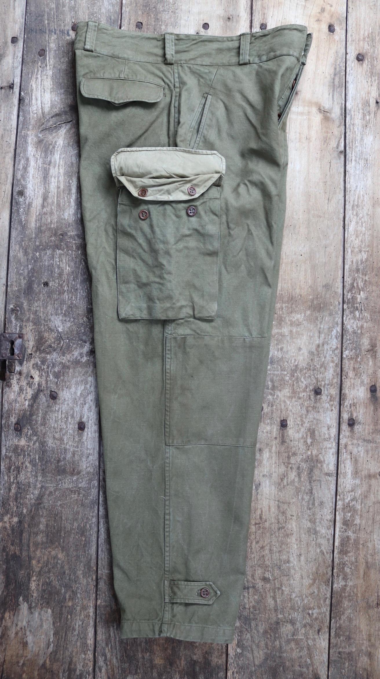Vintage 1940s French M47 Cargo Trousers - 1950s Military Workwear