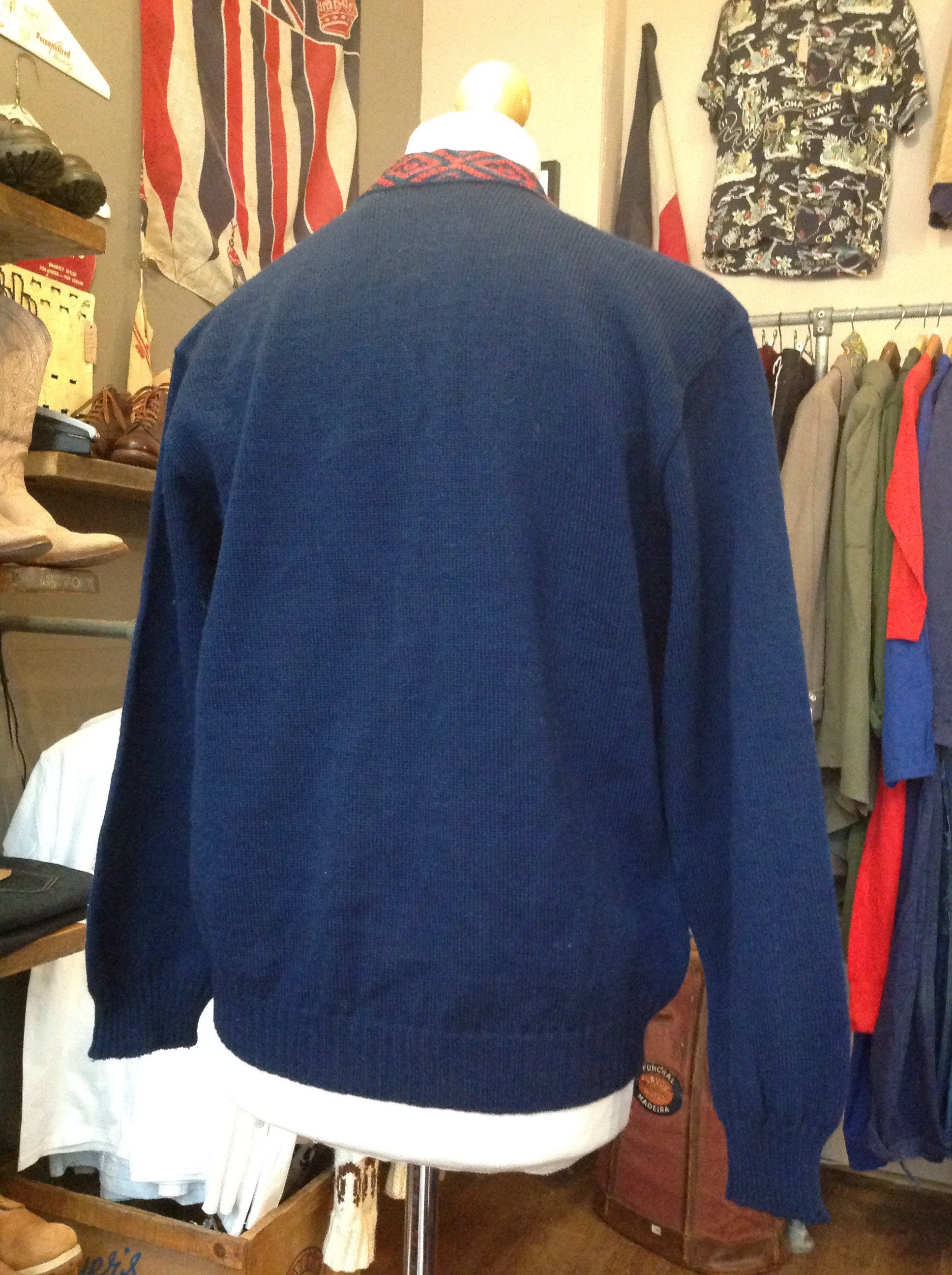 Vintage dark navy blue womens Pendleton cardigan sweater v neck 100