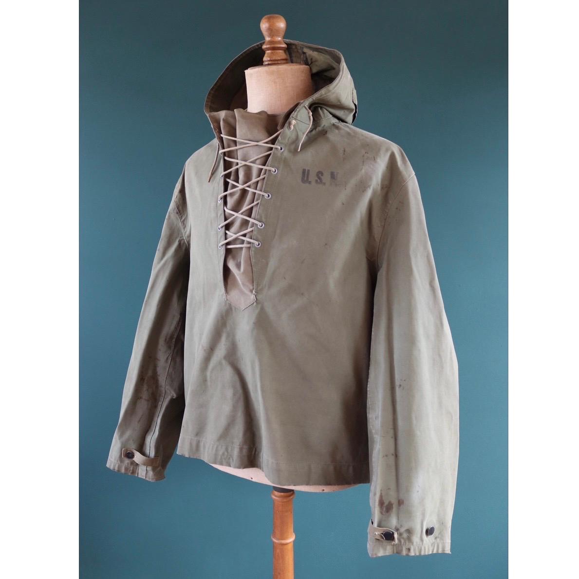ジャケット・アウター 1950's U.S. NAVY Deck rain parka Vintage WW2 U.S. Navy USN Anorak Rain Deck Jacket Foul