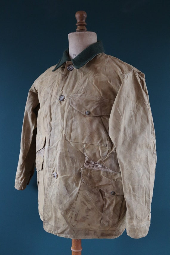 Vintage CC Filson tin cloth cotton canvas cruiser jacket 51” chest workwear work chore waterproof hunting