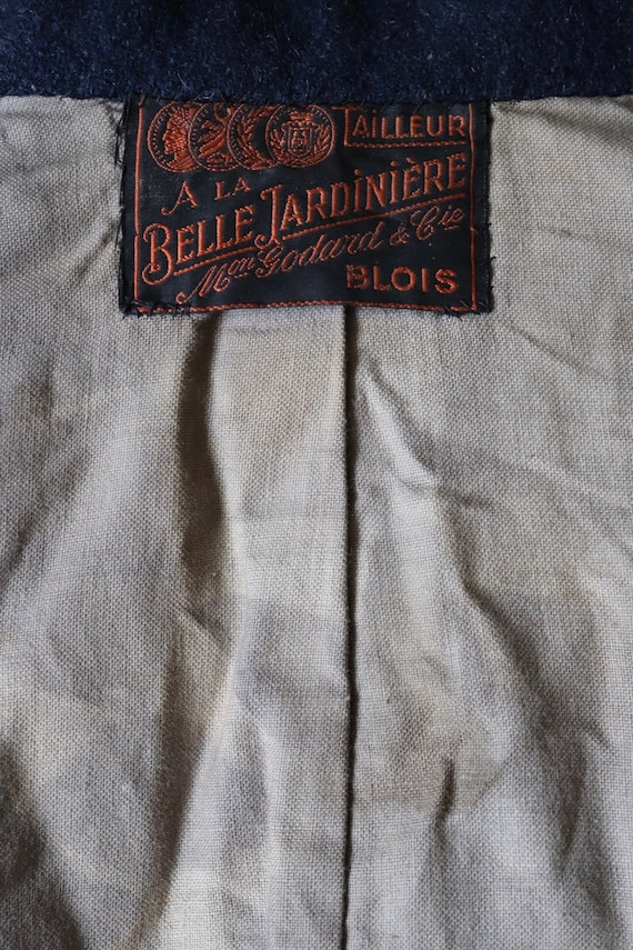 Vintage 1930s 30s Belle Jardiniere French indigo blue wool fireman’s jacket sapeurs pompiers 41” chest