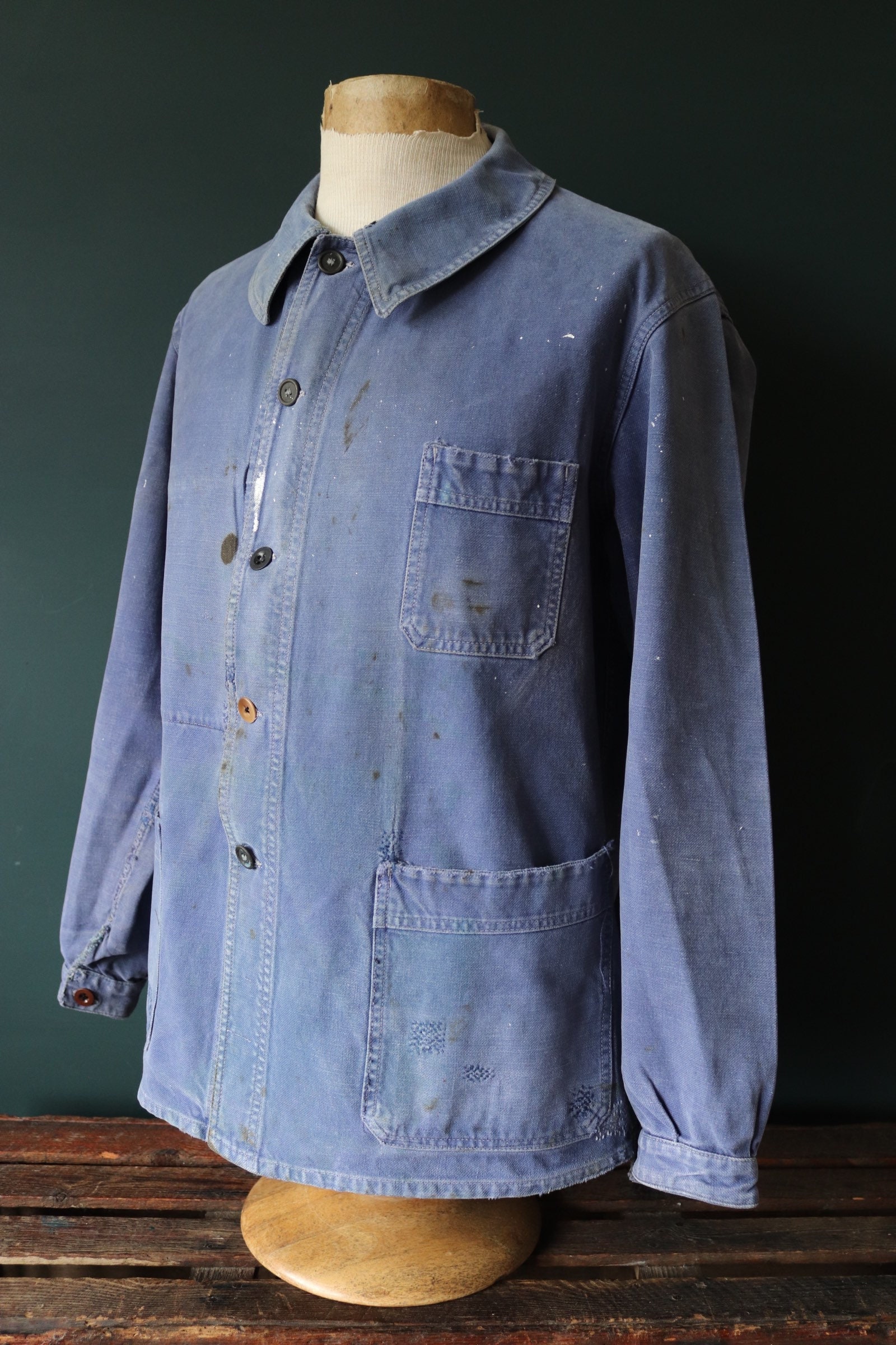 Vintage 1950s 50s French Blue Work Jacket Workwear Chore Faded - Etsy