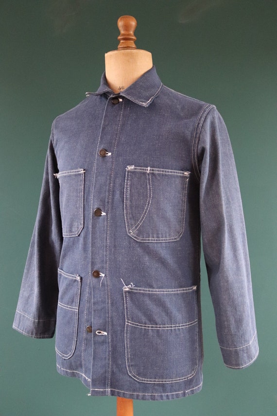 Vintage 1970s 70s 1980s 80s blue denim Stonecutter unlined barn chore jacket workwear work chore 39” chest Union Made