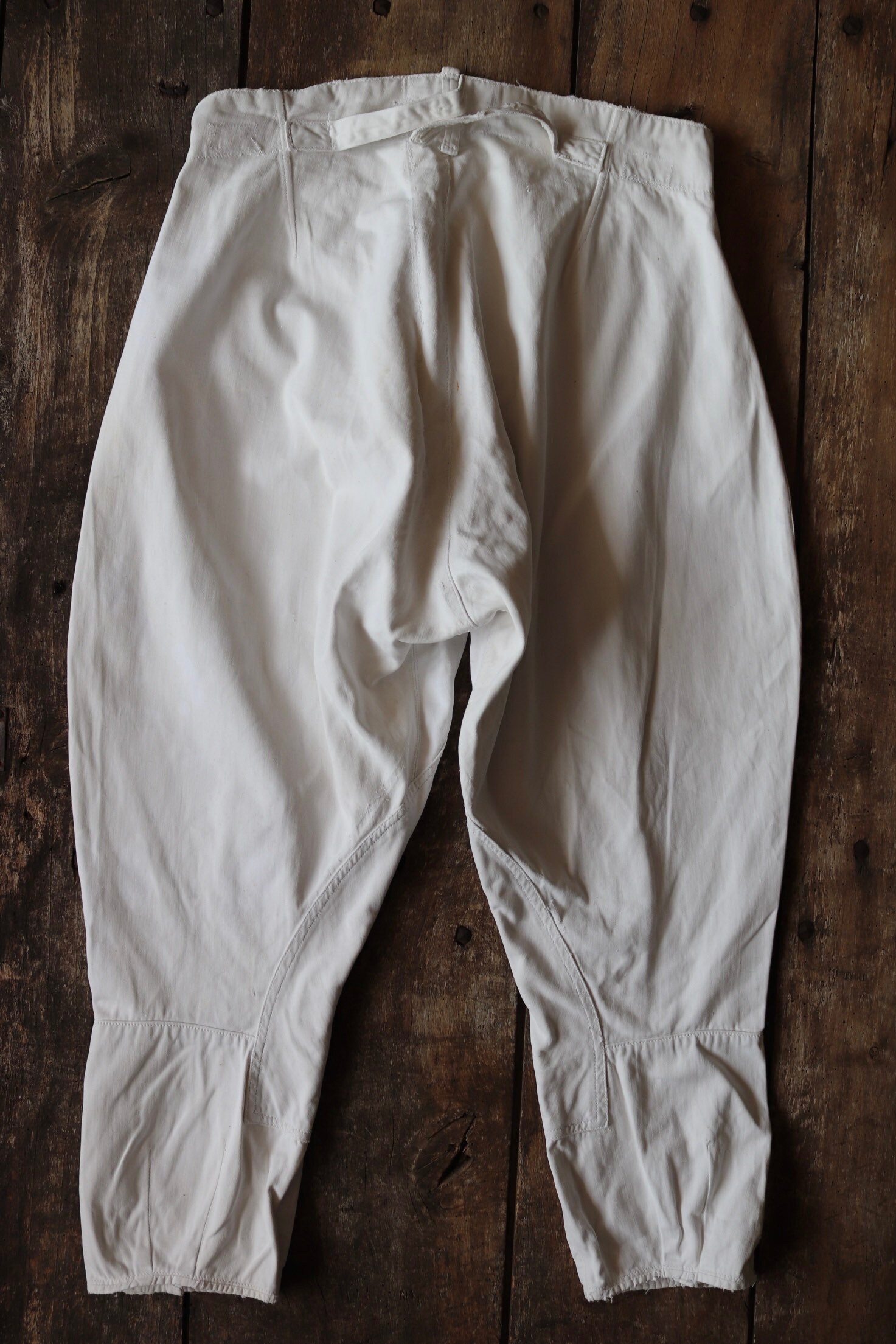 Vintage 1940s 40s 1950s 50s French white cotton riding hunting breeches