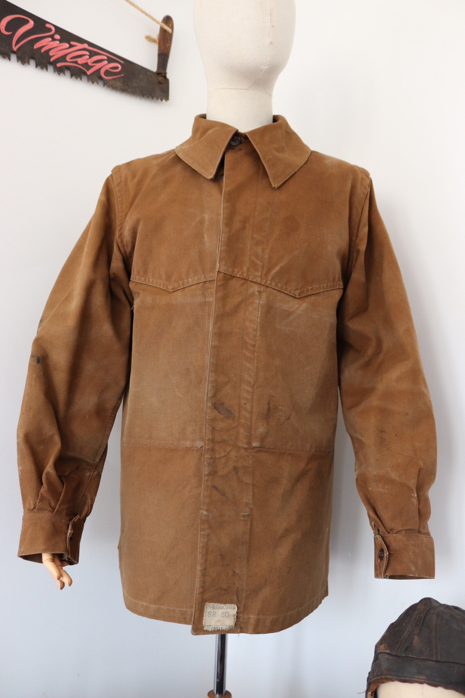 Vintage 1960s french brown cotton canvas train engineer work workwear ...