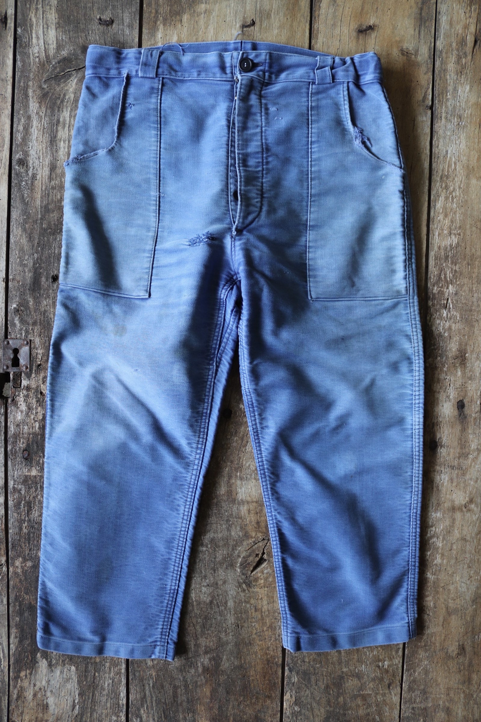 Vintage 1960s 60s French blue moleskin work trousers pants workwear ...