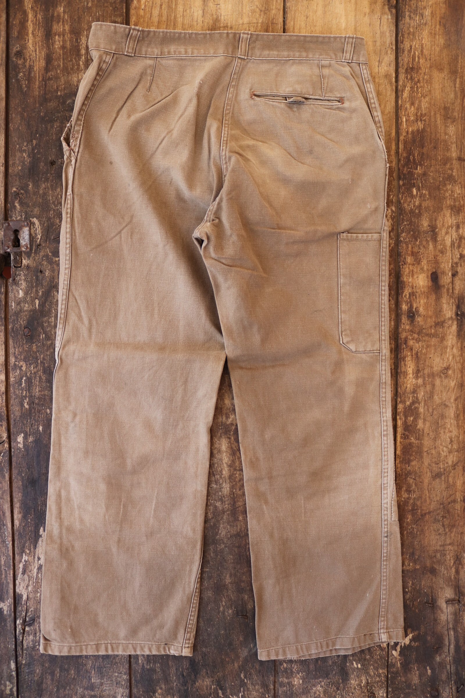 Vintage 1960s 60s tan brown french cotton canvas denim hunting work ...