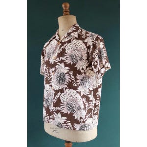 chemise Edwin vintage - rayonne hawaïenne - imprimé ananas - tiki Aloha - poitrine de 42 pouces image 1