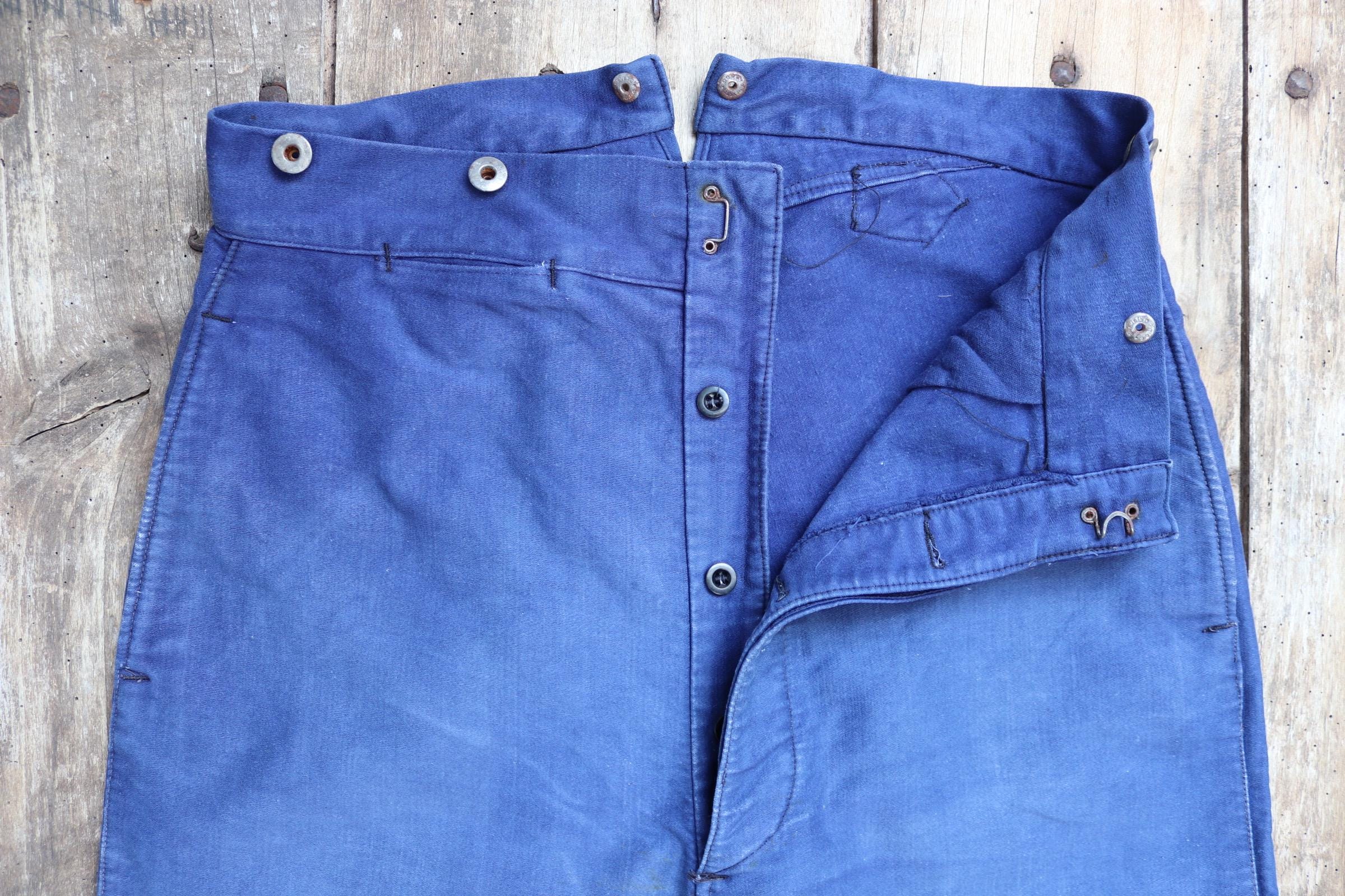 Vintage 1940s 50s French Workwear Trousers - Moleskin Chore
